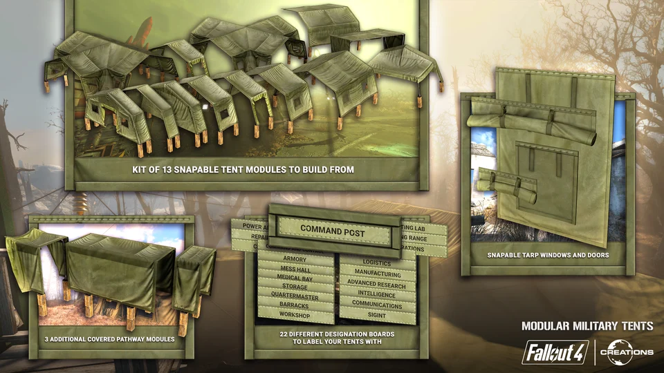 Modular Military Tents for Fallout 4 (Bethesda Verified Creator Program ...
