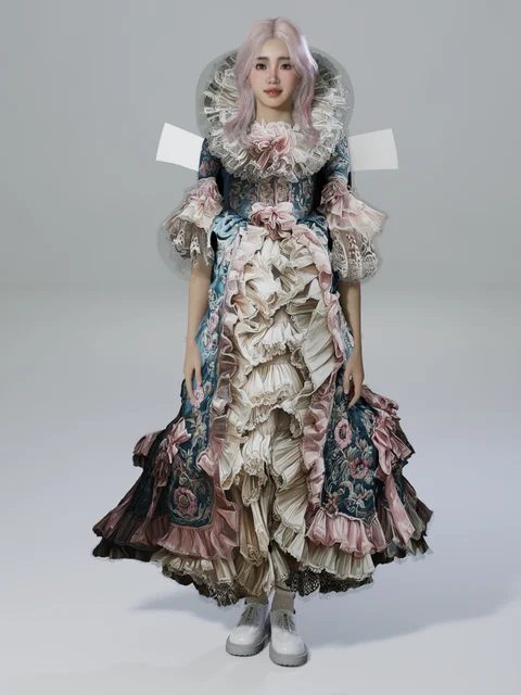 Paper Doll Costume with Custom Weight Painting — Joyce @ Miu Vermillion Studio