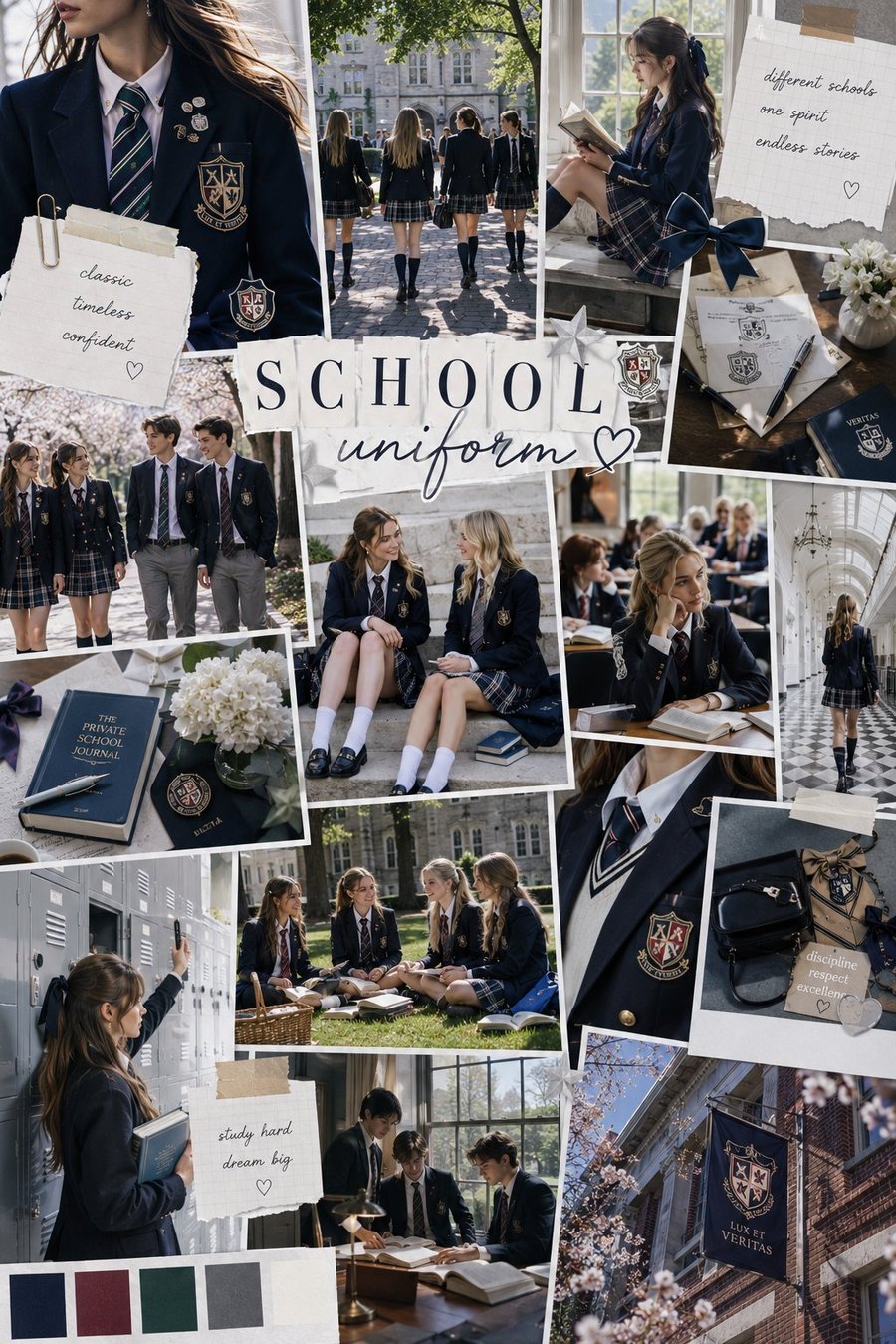 Uniform Reimagined — school uniform moodboard