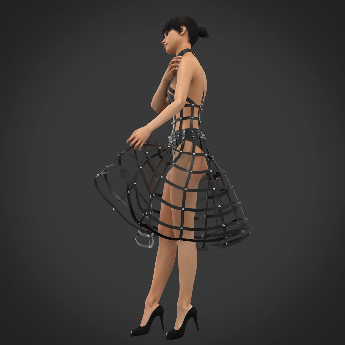 chinese dress ladies TOPFUR Woman Leather Harness Body Cage Dress with Detachable Short Skirt  Belt Waist Black : Amazon.com.au: Clothing, Shoes & Accessories main image 1