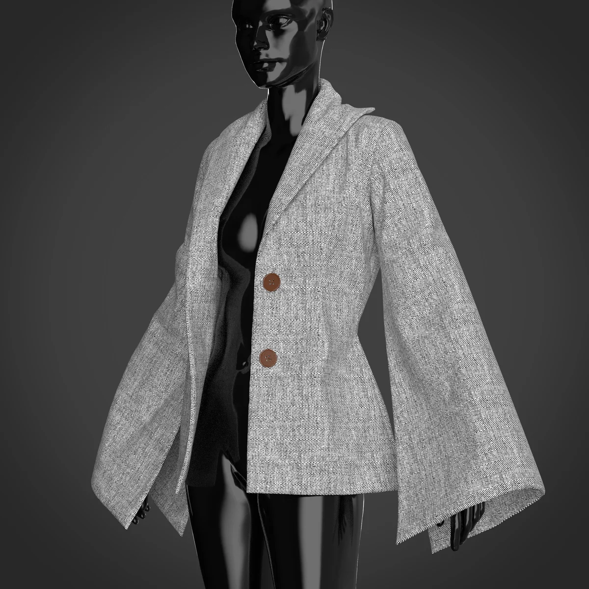 Wide open Sleeve jacket | 3D Model - CONNECT