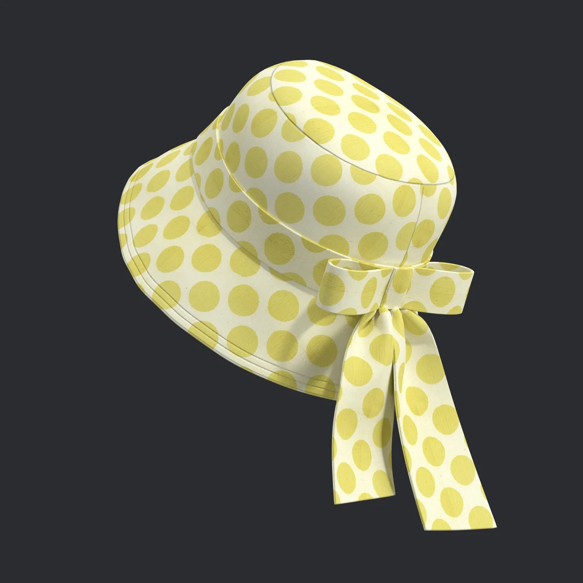 Yellow Dots Hat with Ribbon | 3D Model - CONNECT
