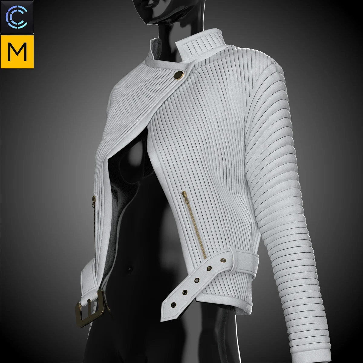 Lambs Leather Ribbed Jacket | 3D Model - CONNECT