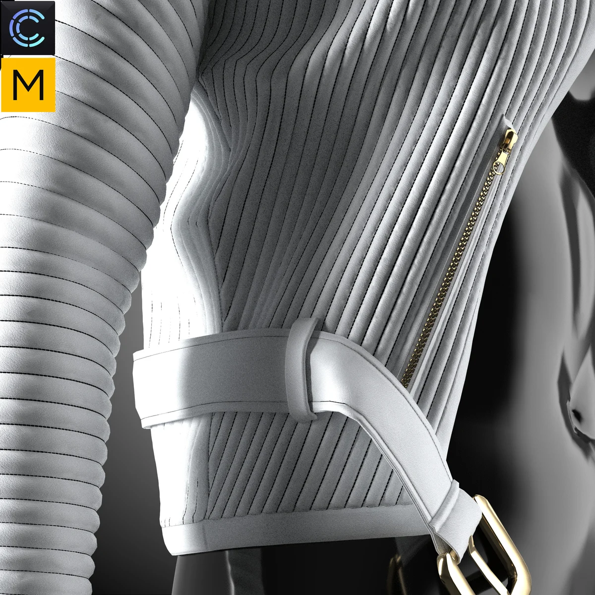 Lambs Leather Ribbed Jacket | 3D Model - CONNECT