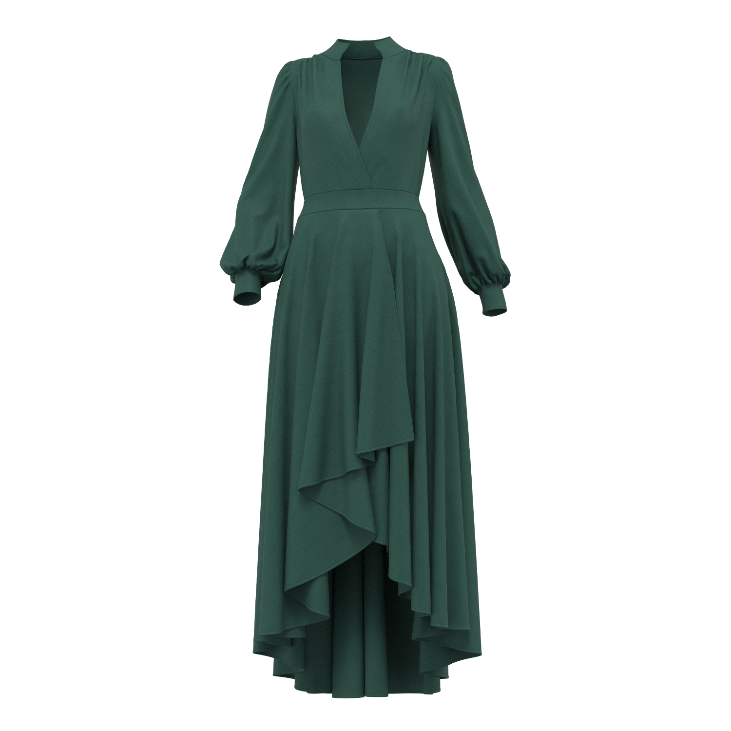 Green long-sleeved dress