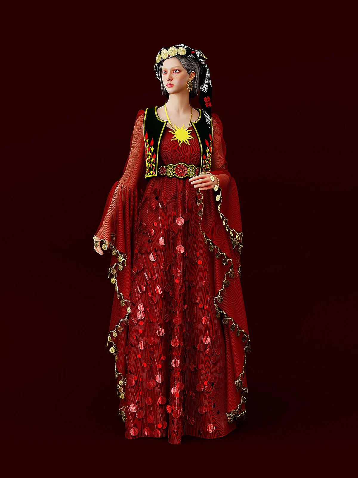 kurdish dress Men's clothing, Hezbi style - KC-MEN-HZB complemented by pocket details on the chest kurdish dress | 3D Model