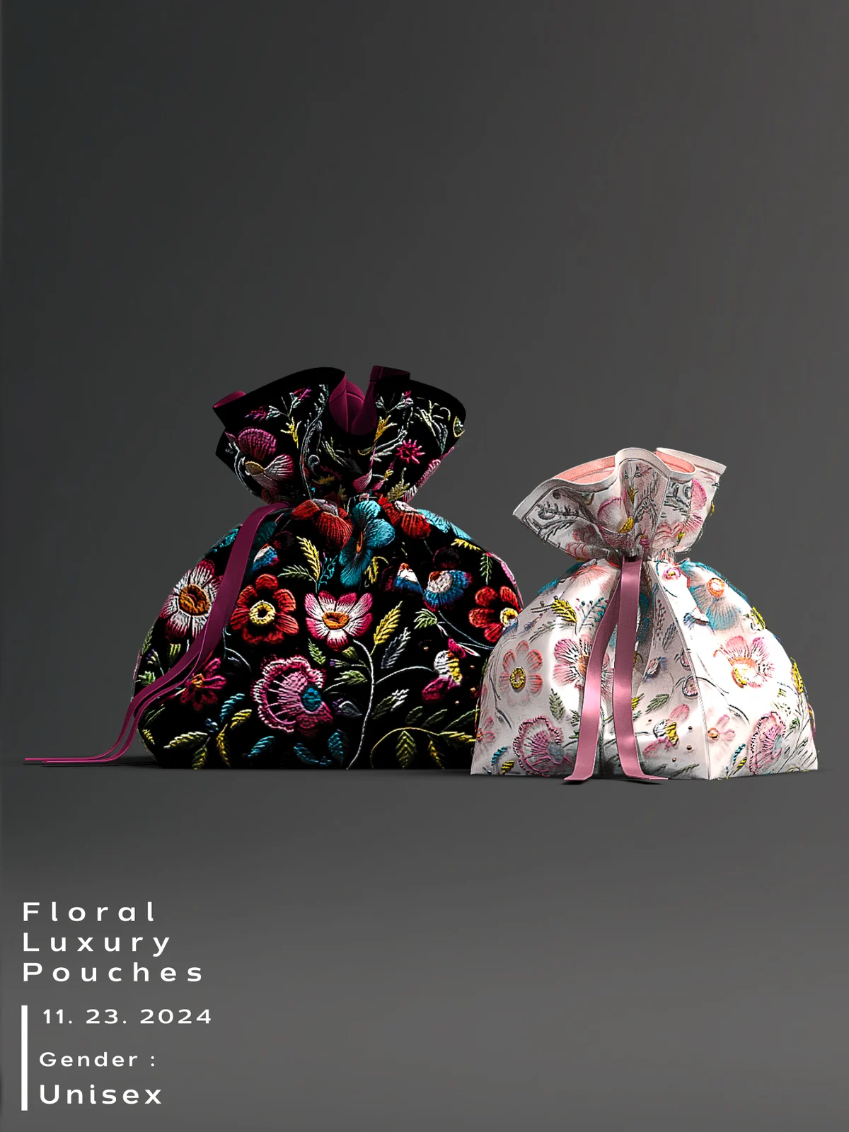 Floral Luxury pouches | 3D Model - CONNECT
