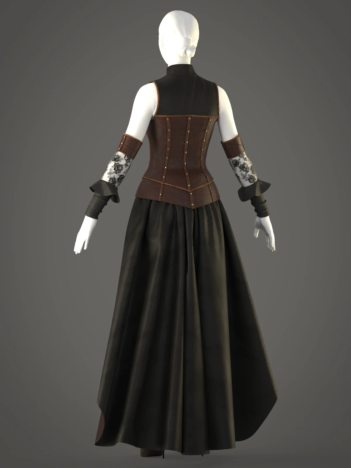 green emerald velvet dress Victorian Steampunk Corset Top and Skirt main image 0