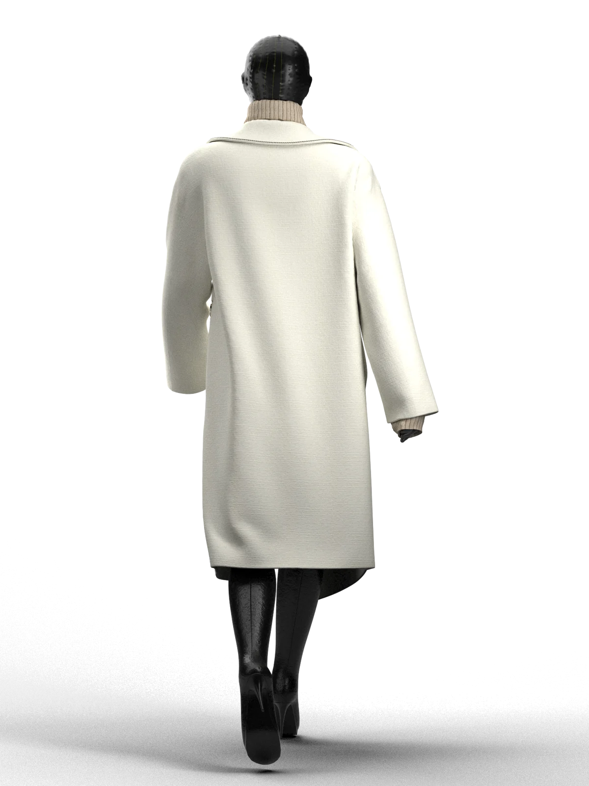 Cashmere asymmetrical leather decorative edge coat | 3D Model - CONNECT