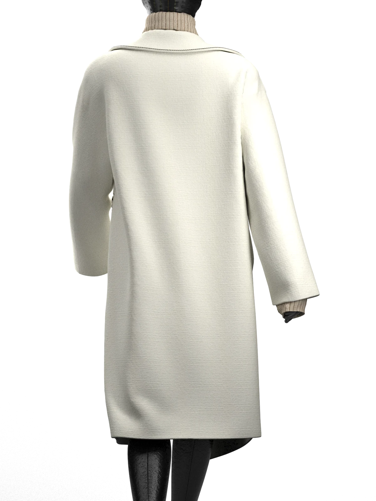 Cashmere asymmetrical leather decorative edge coat | 3D Model - CONNECT