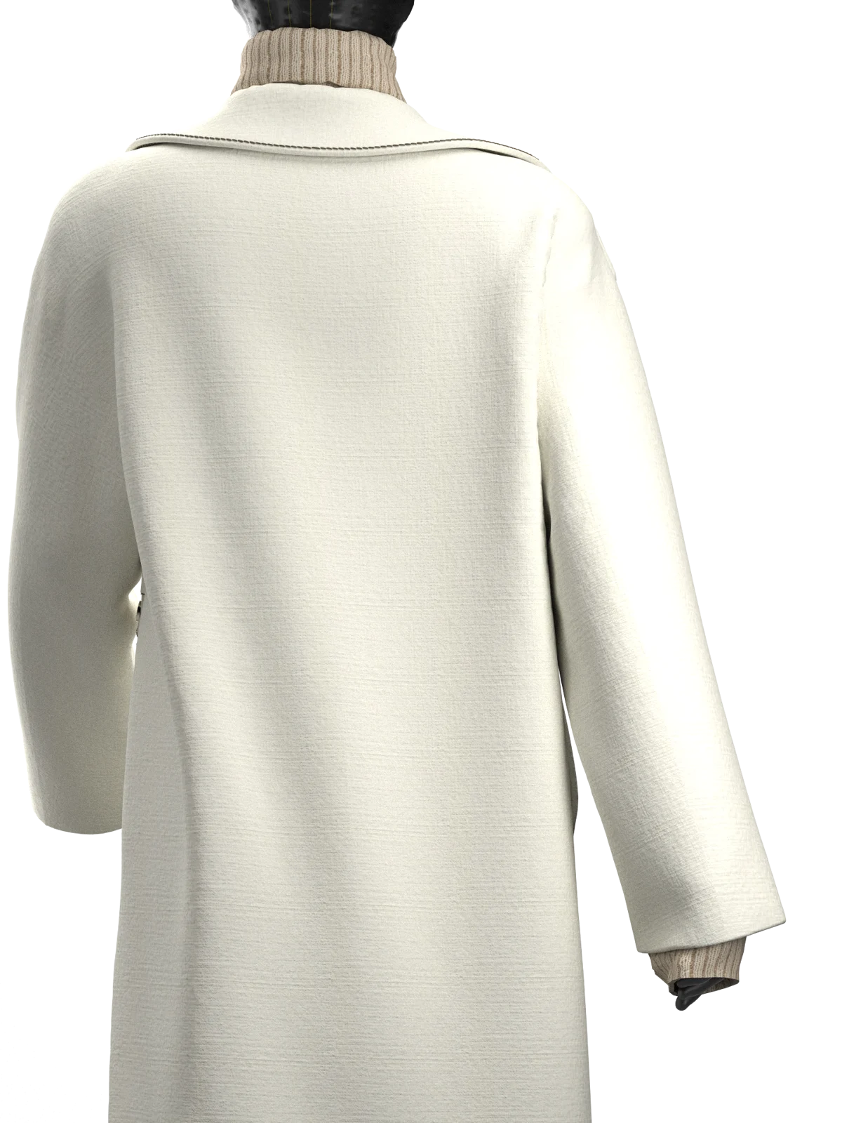 Cashmere asymmetrical leather decorative edge coat | 3D Model - CONNECT