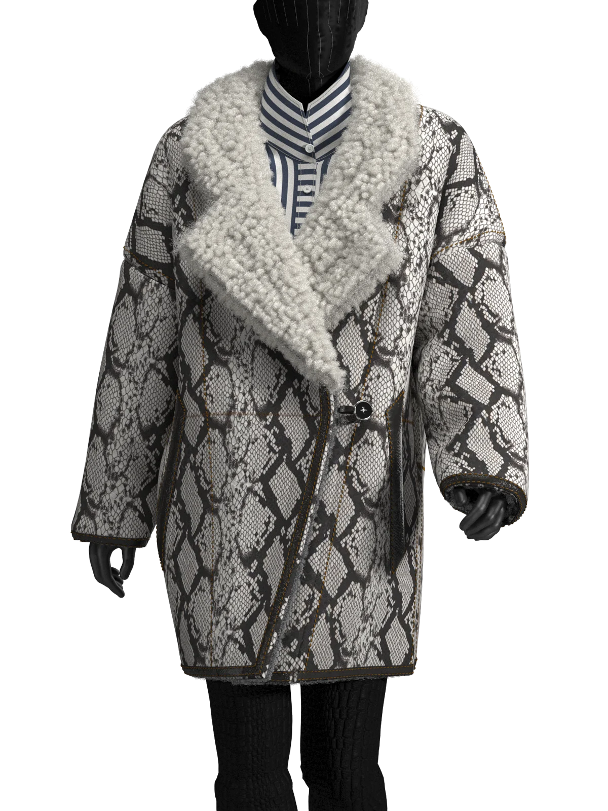python-print fur alinae shearling coat | 3D Model - CONNECT