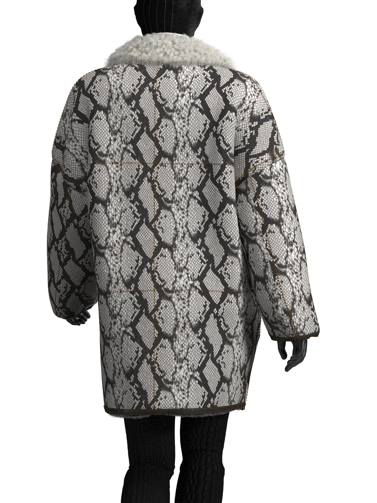 python-print fur alinae shearling coat | 3D Model - CONNECT