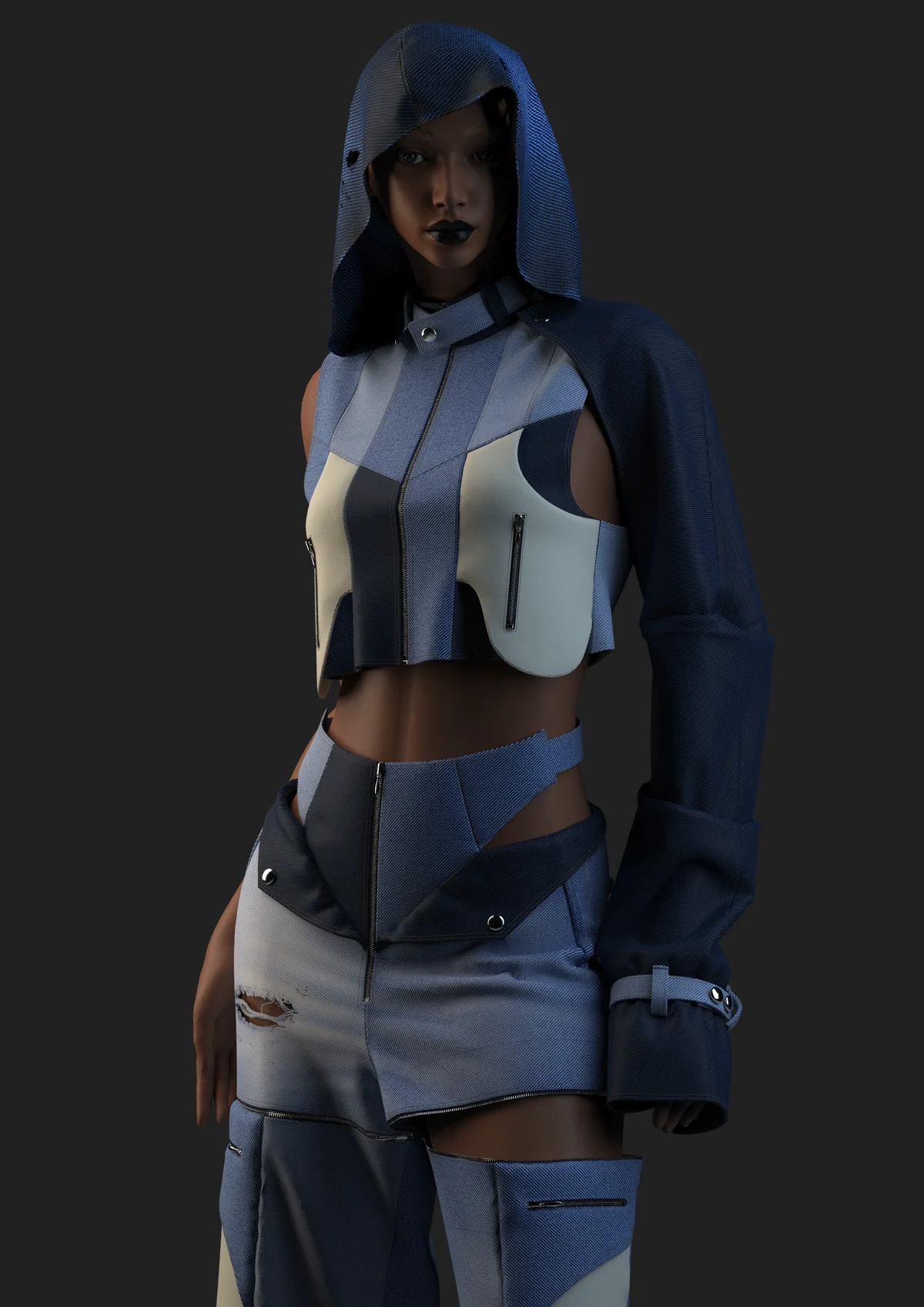 Modular denim outfit | 3D Model - CONNECT