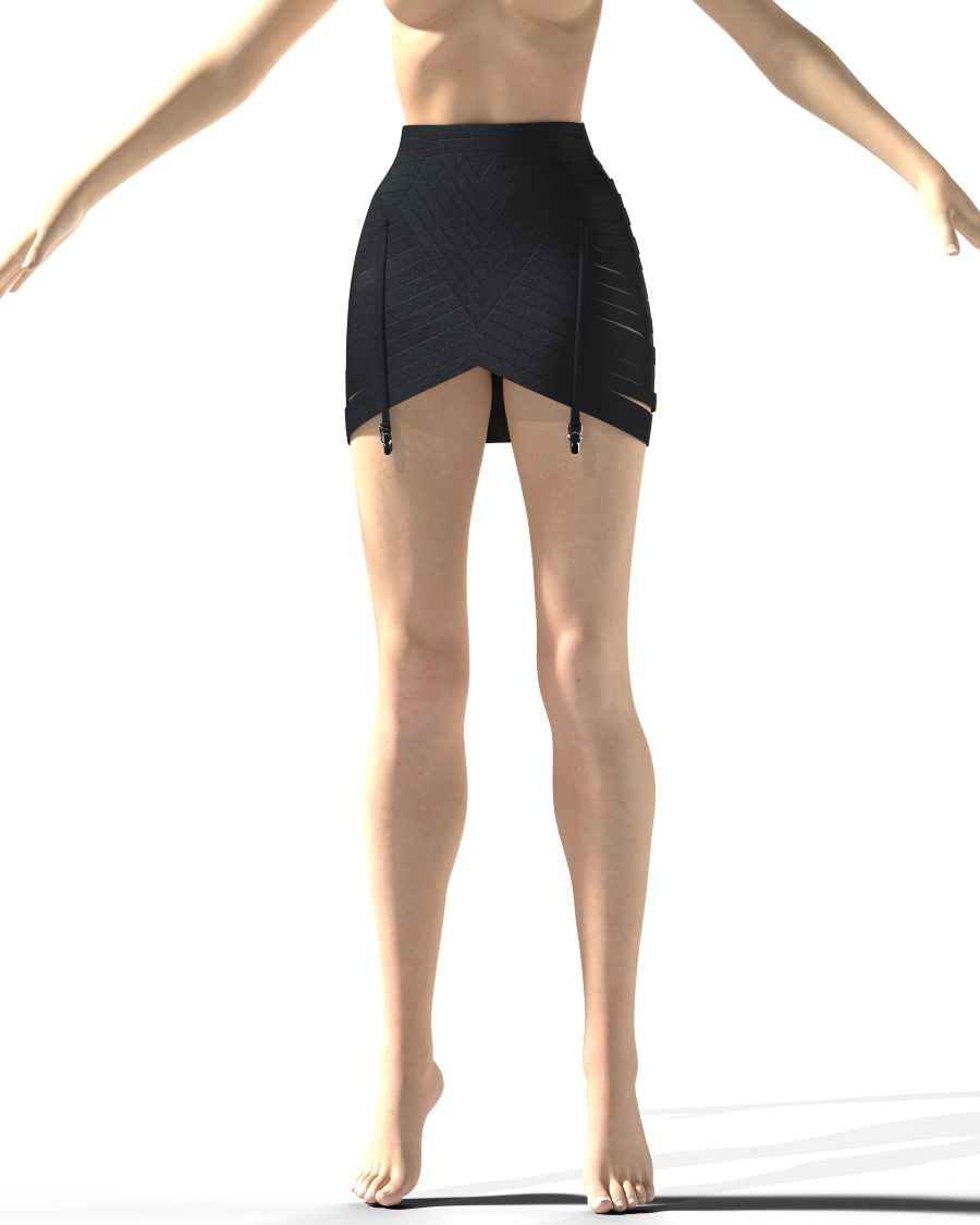Bands Skirt with Garters | 3D Model - CONNECT