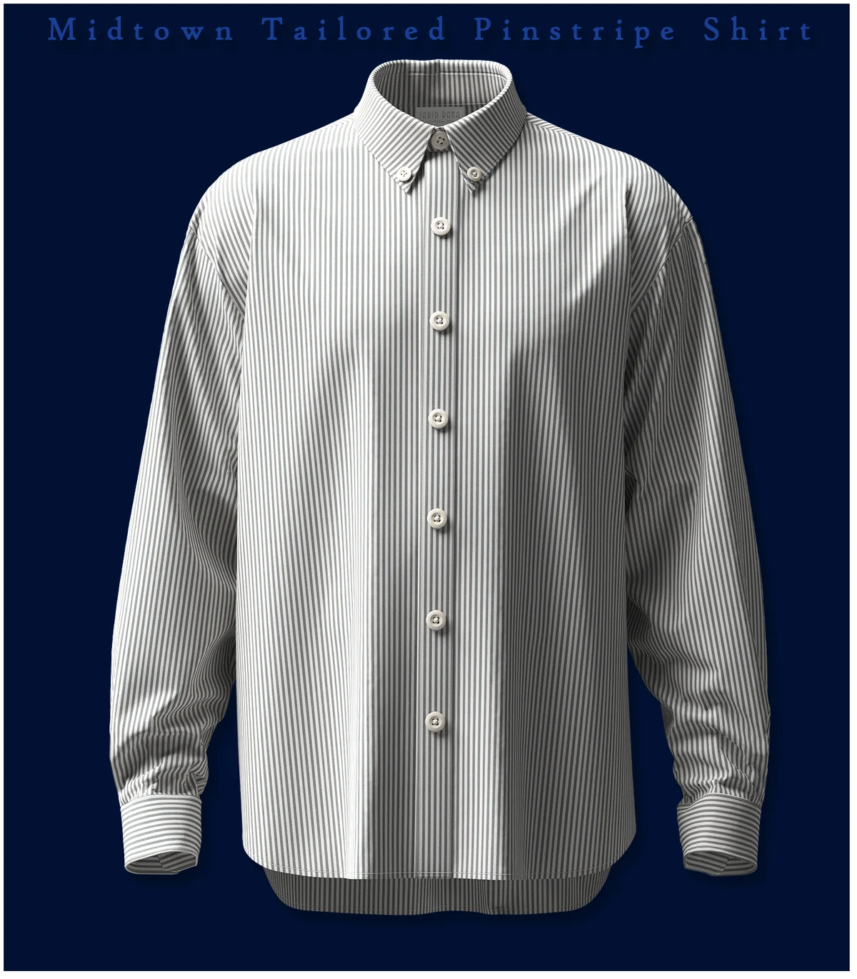 Tailored Pinstripe Shirt-Formal Button-Down Collar | 3D Model - CONNECT