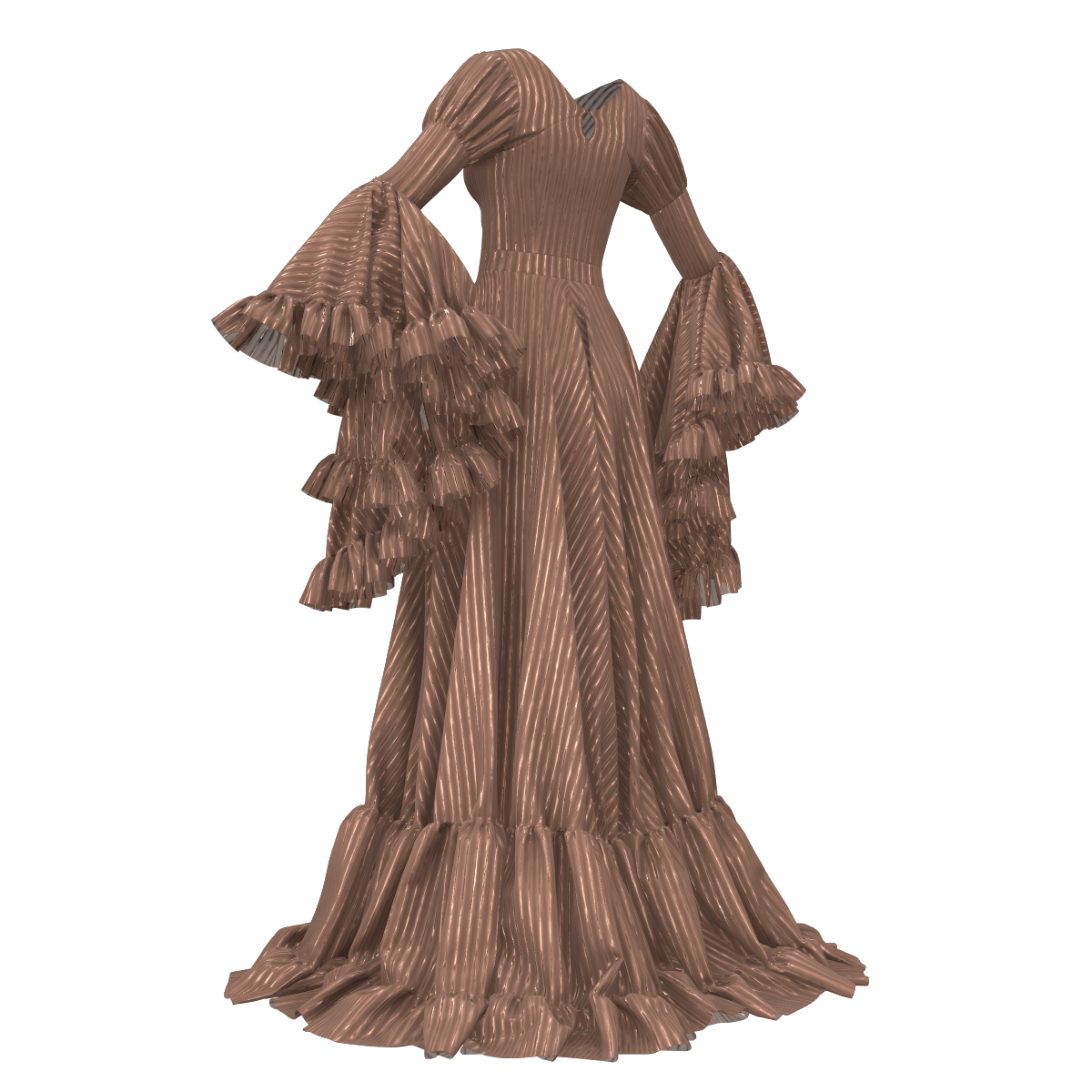 Renaissance Dress with Ruffled Sleeves | 3D Model - CONNECT