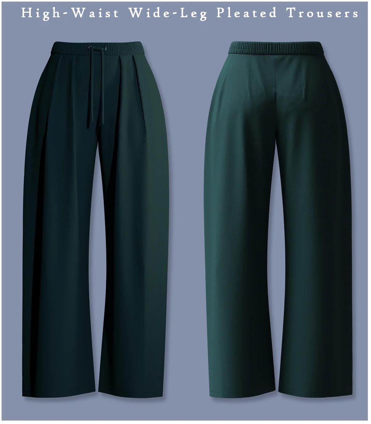 Women’s High-Waist Wide-Leg Pleated Trousers | 3D Model - CONNECT