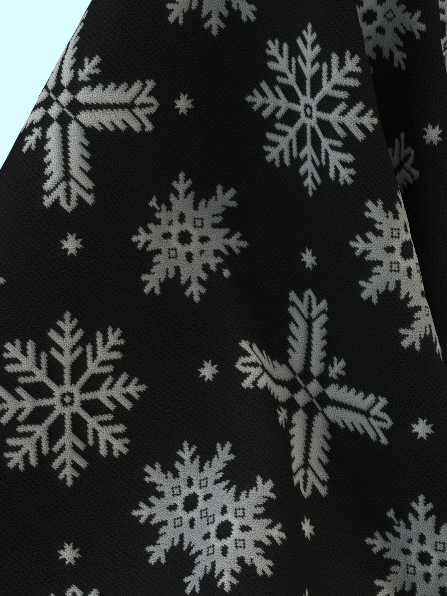 Black Snowflake Pattern Digital Fabric | 3D Model - CONNECT