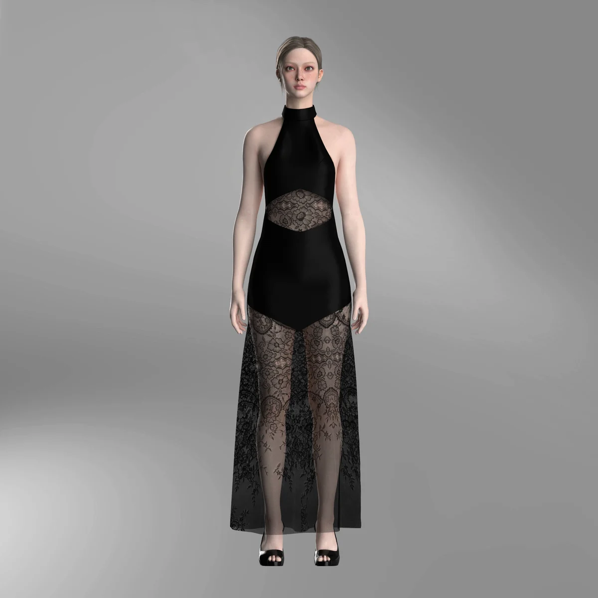 Lyka – Sheer Lace Evening Dress | 3D Model - CONNECT