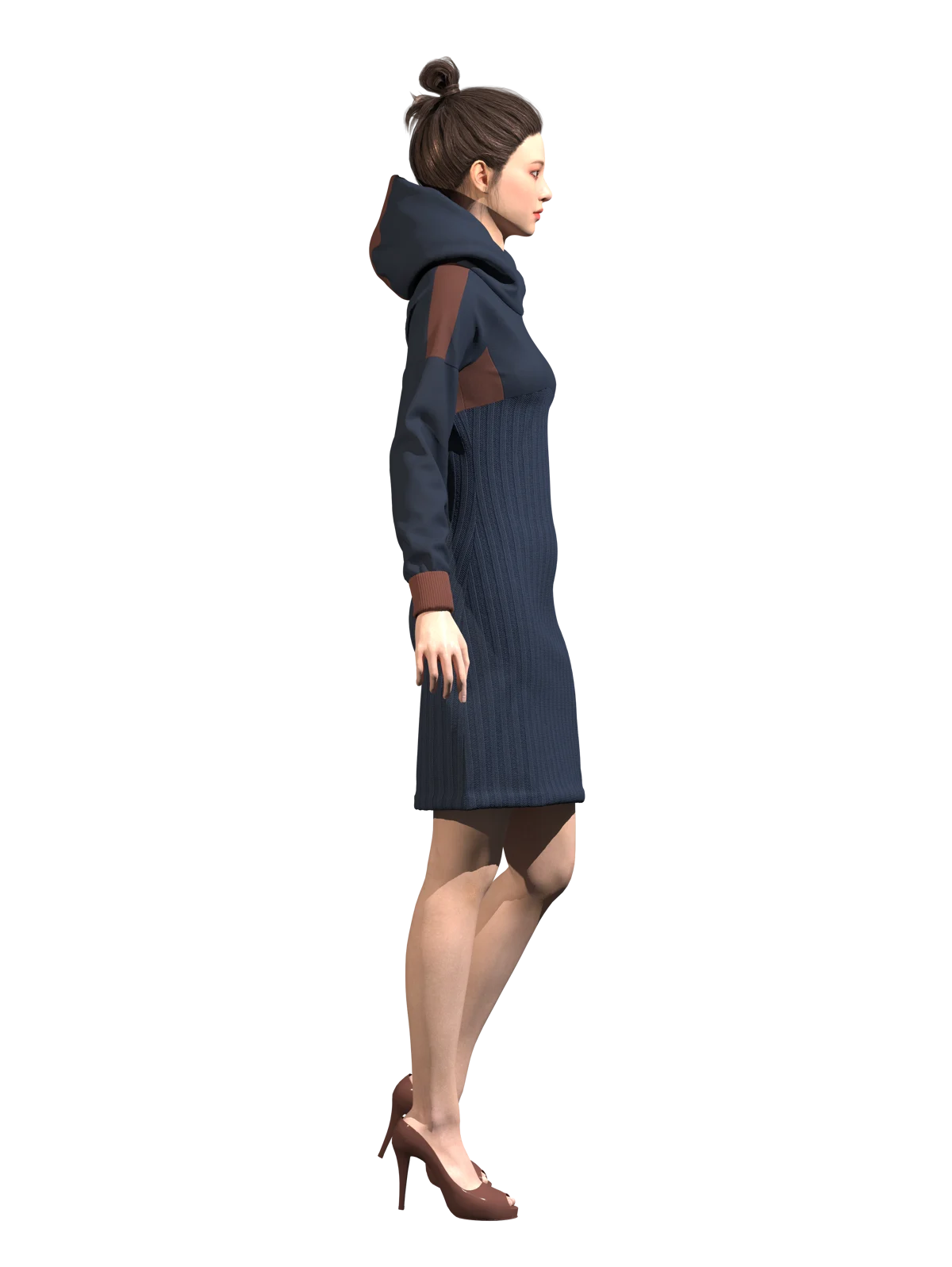 Cozy Ribbed Hoodie Dress | 3D Model - CONNECT
