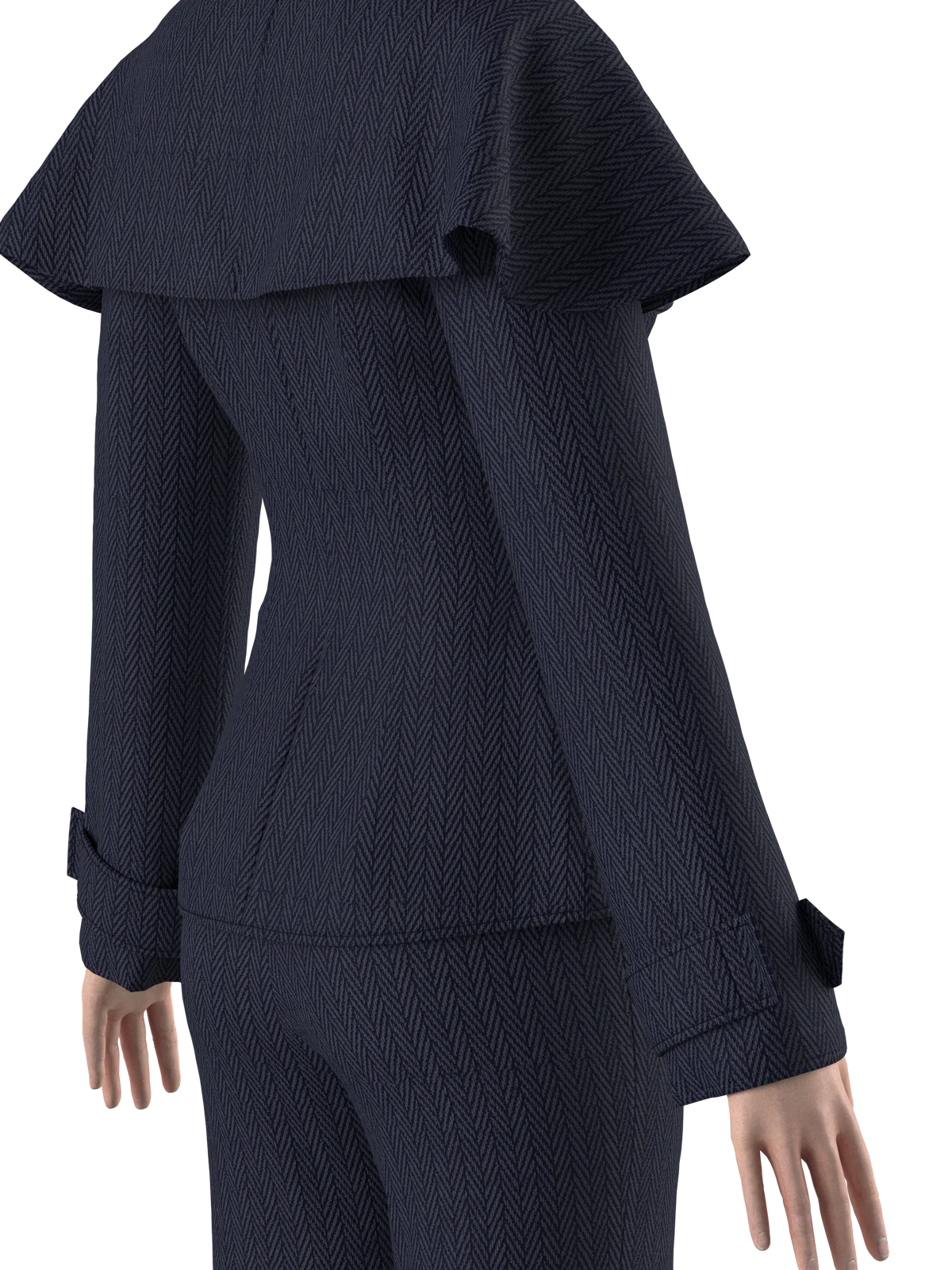 Herringbone Cape Coat & Flared Trousers | 3D Model - CONNECT