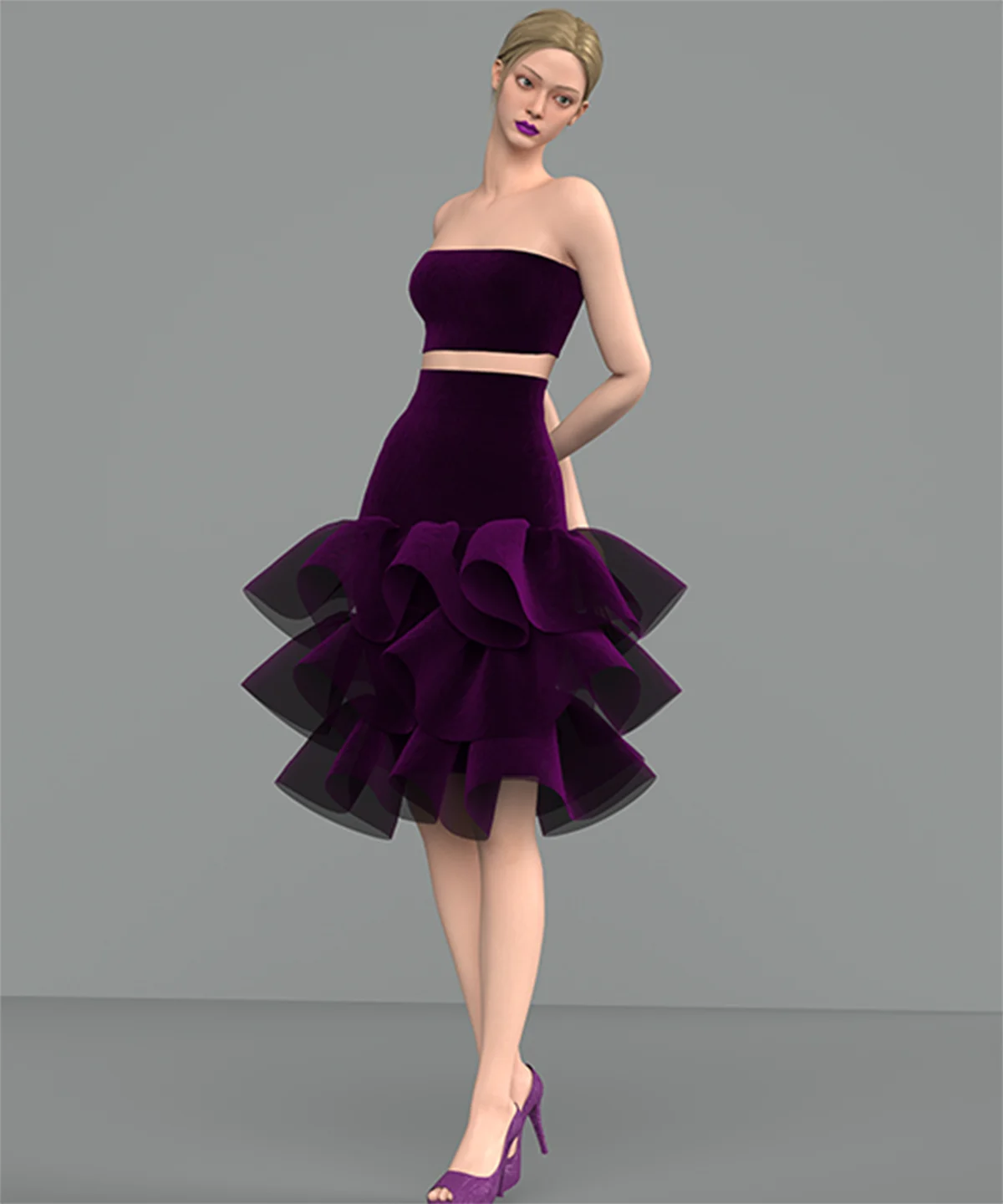 Purple Ruffle Dress | 3D Model - CONNECT