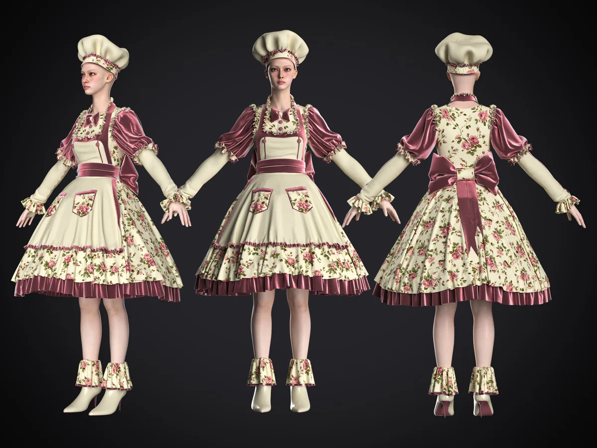 Female chef outfit | 3D Model - CONNECT