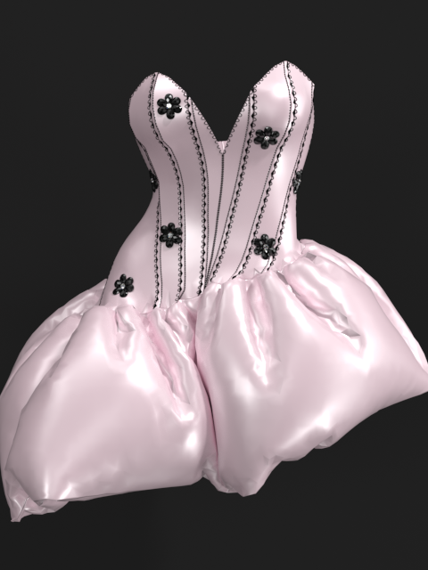 pink petal corset dress | 3D Model - CONNECT