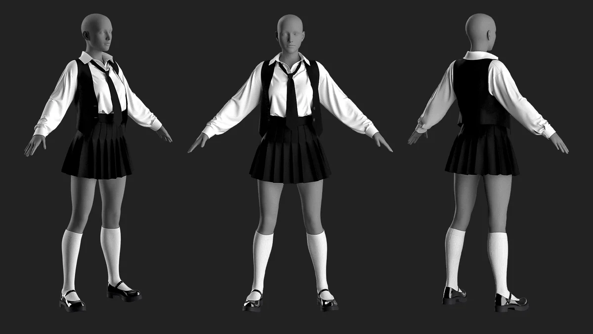 Female school uniform | 3D Model - CONNECT