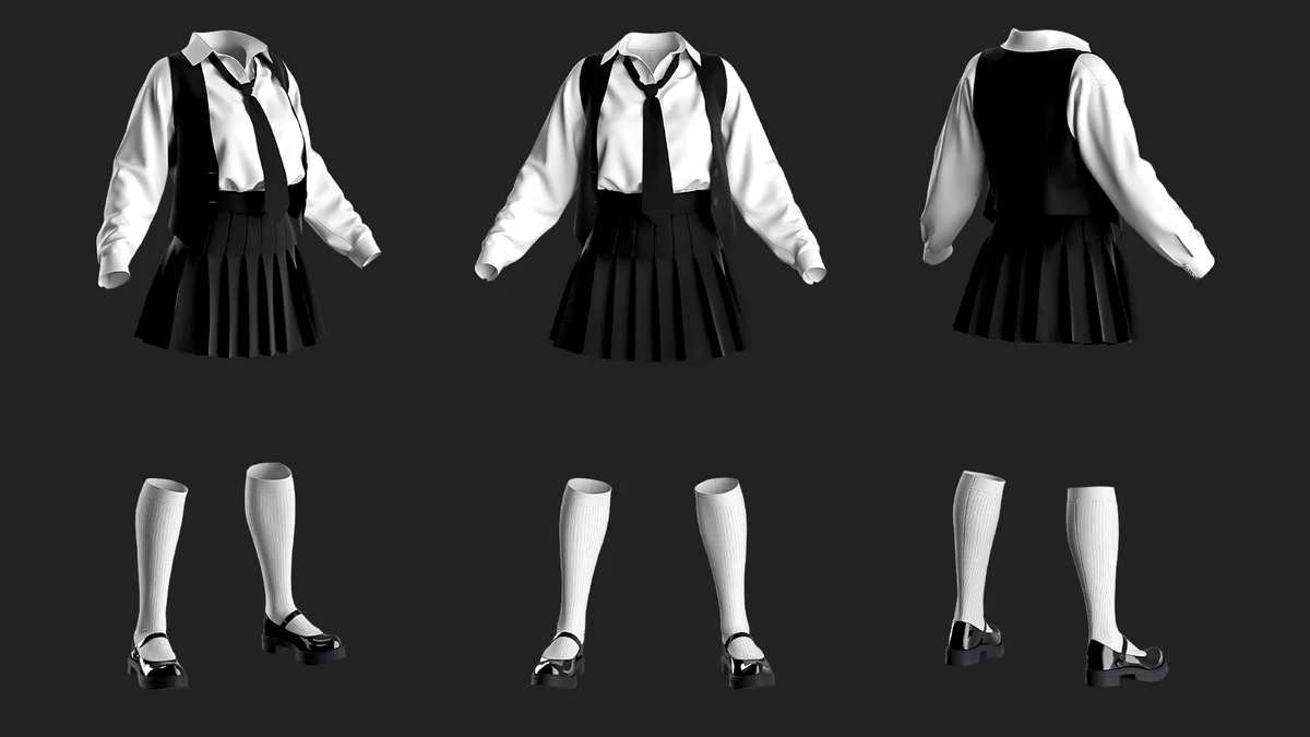 Female school uniform | 3D Model - CONNECT