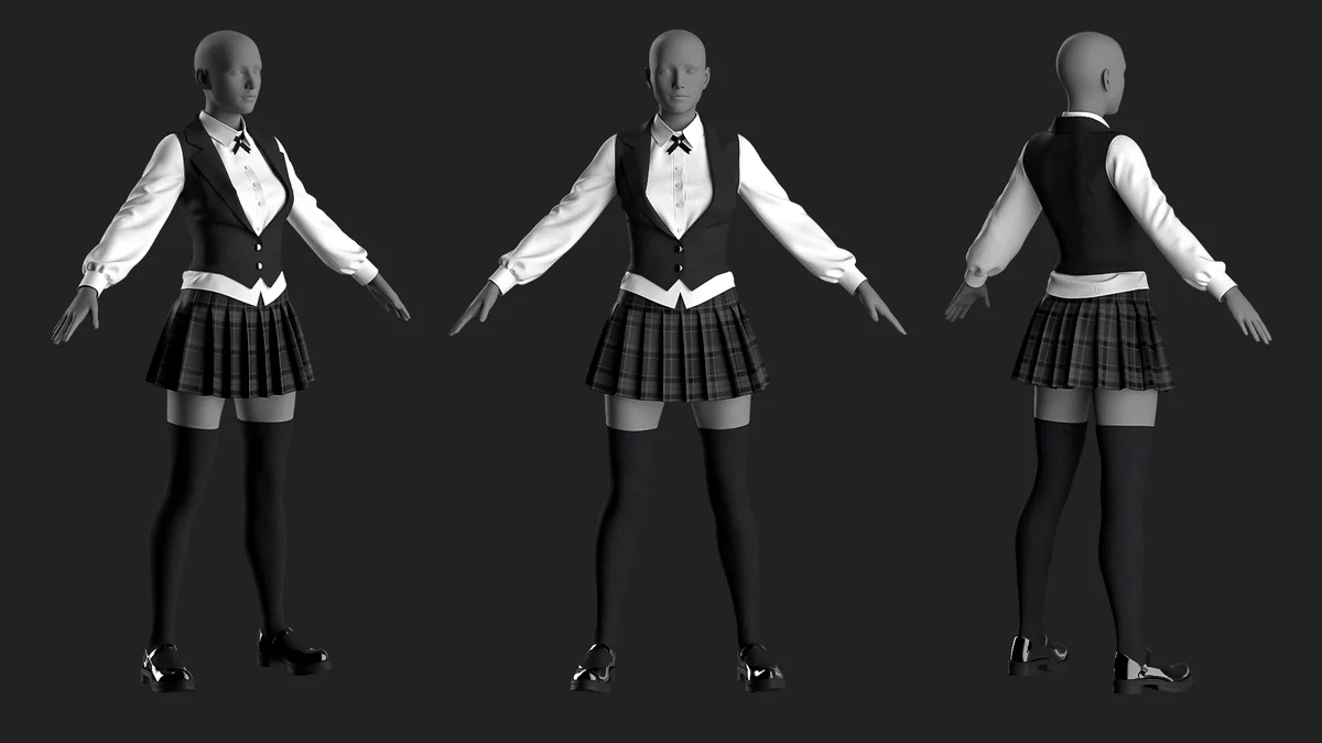 Female school uniform | 3D Model - CONNECT