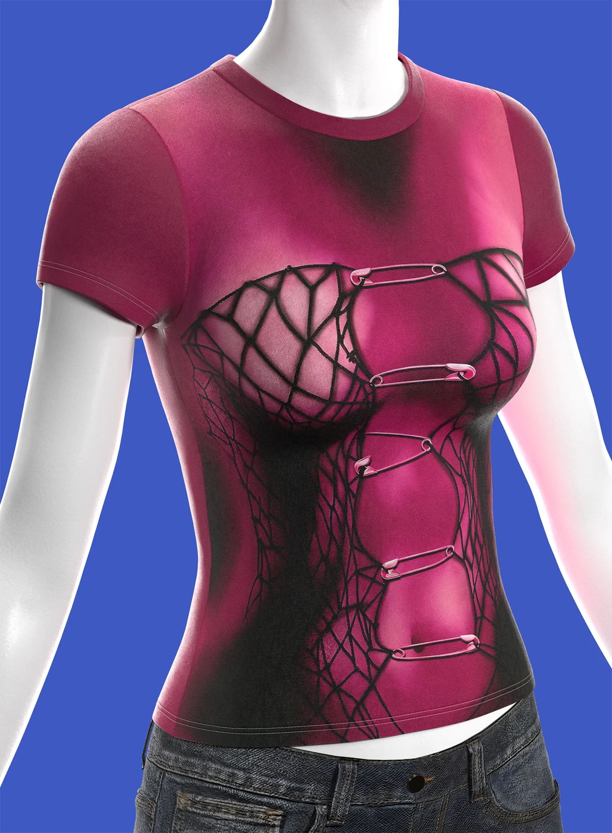 short sleeves body print top | 3D Model - CONNECT