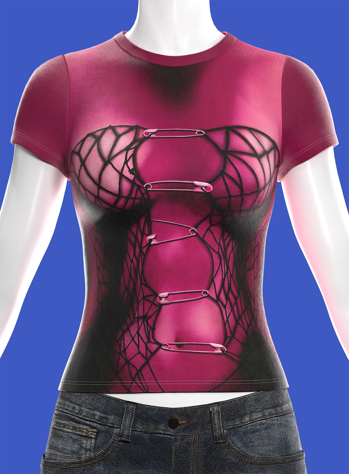 short sleeves body print top | 3D Model - CONNECT