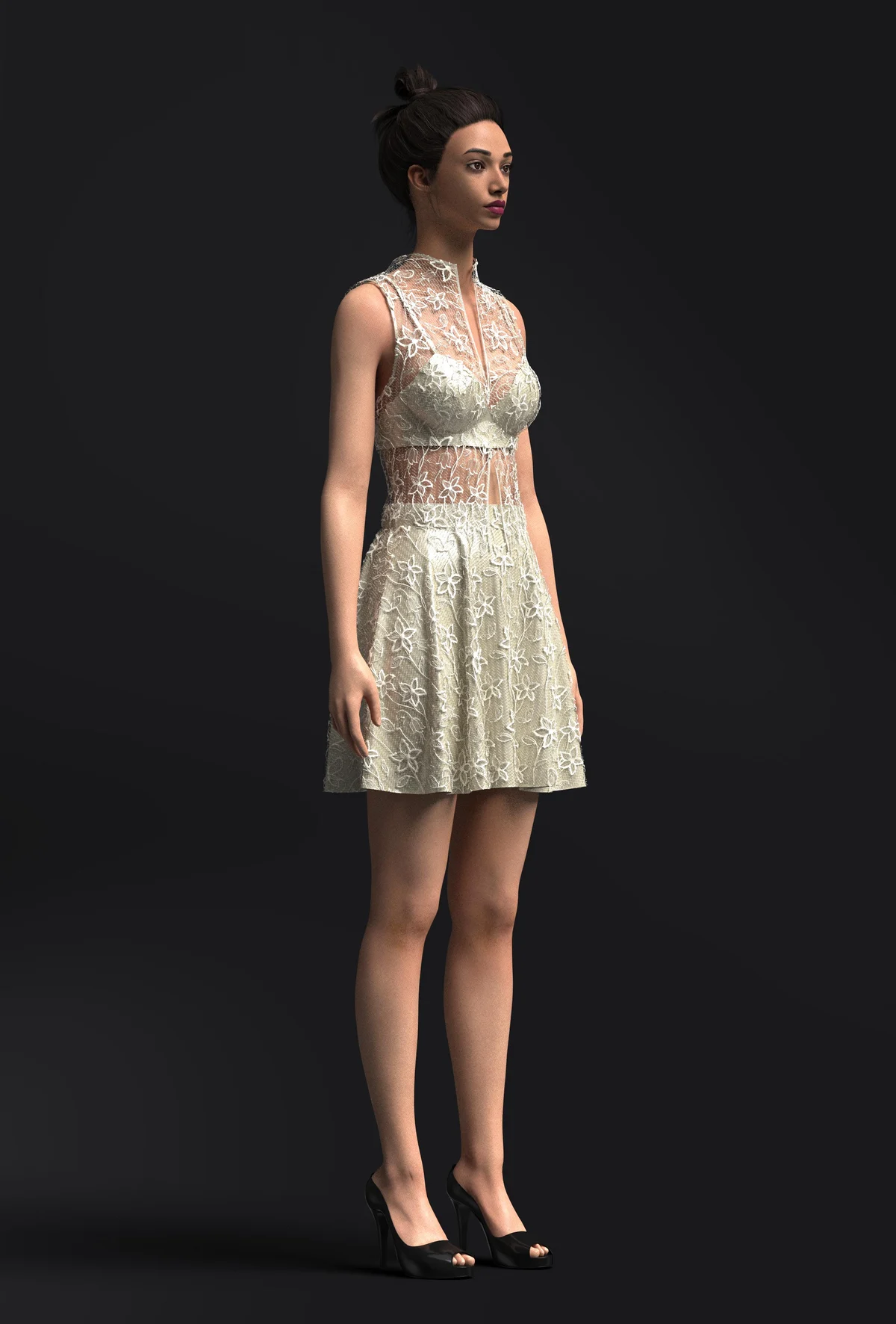 Floral Lace Mini Dress 3D Model | 3D Model - CONNECT
