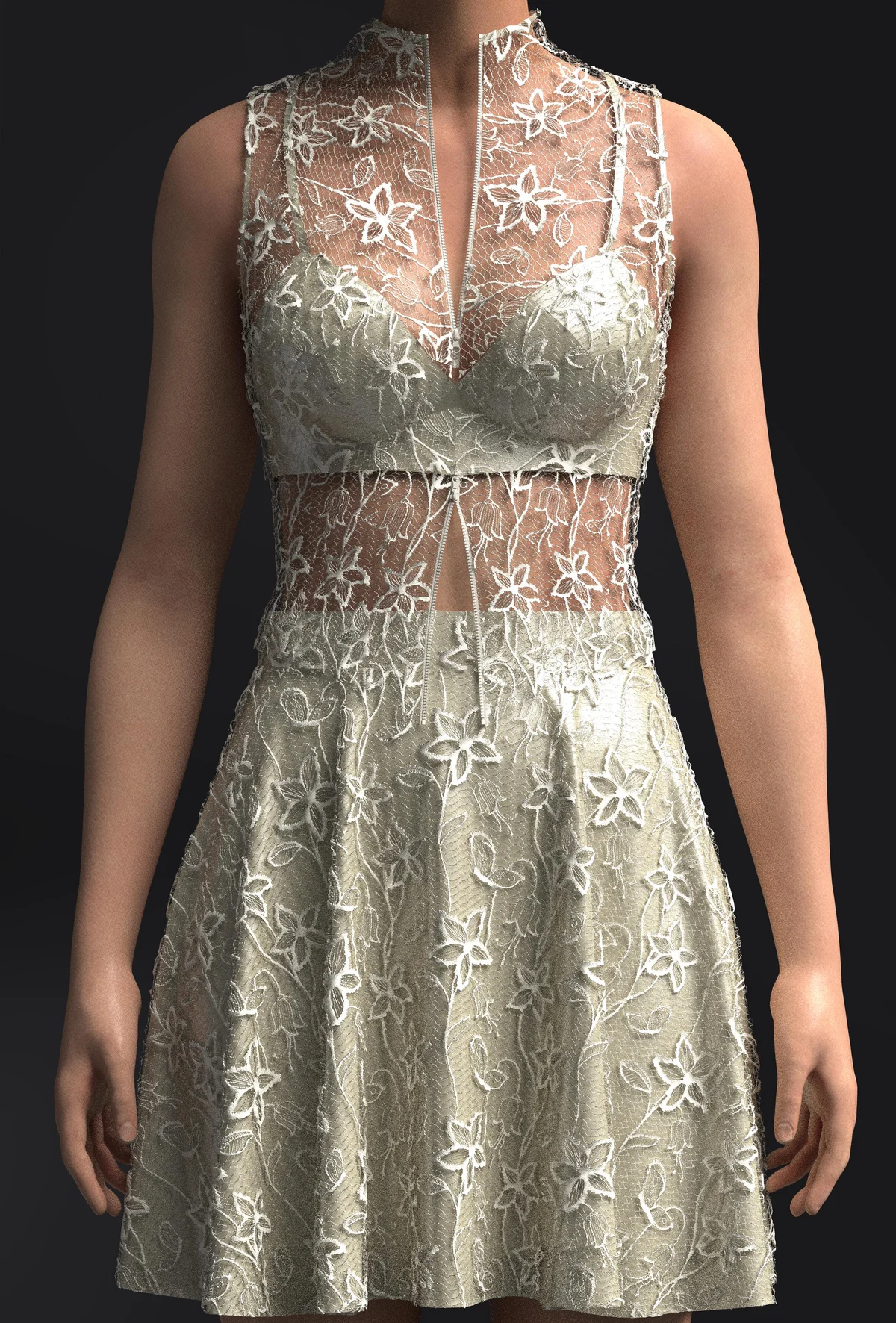 Floral Lace Mini Dress 3D Model | 3D Model - CONNECT