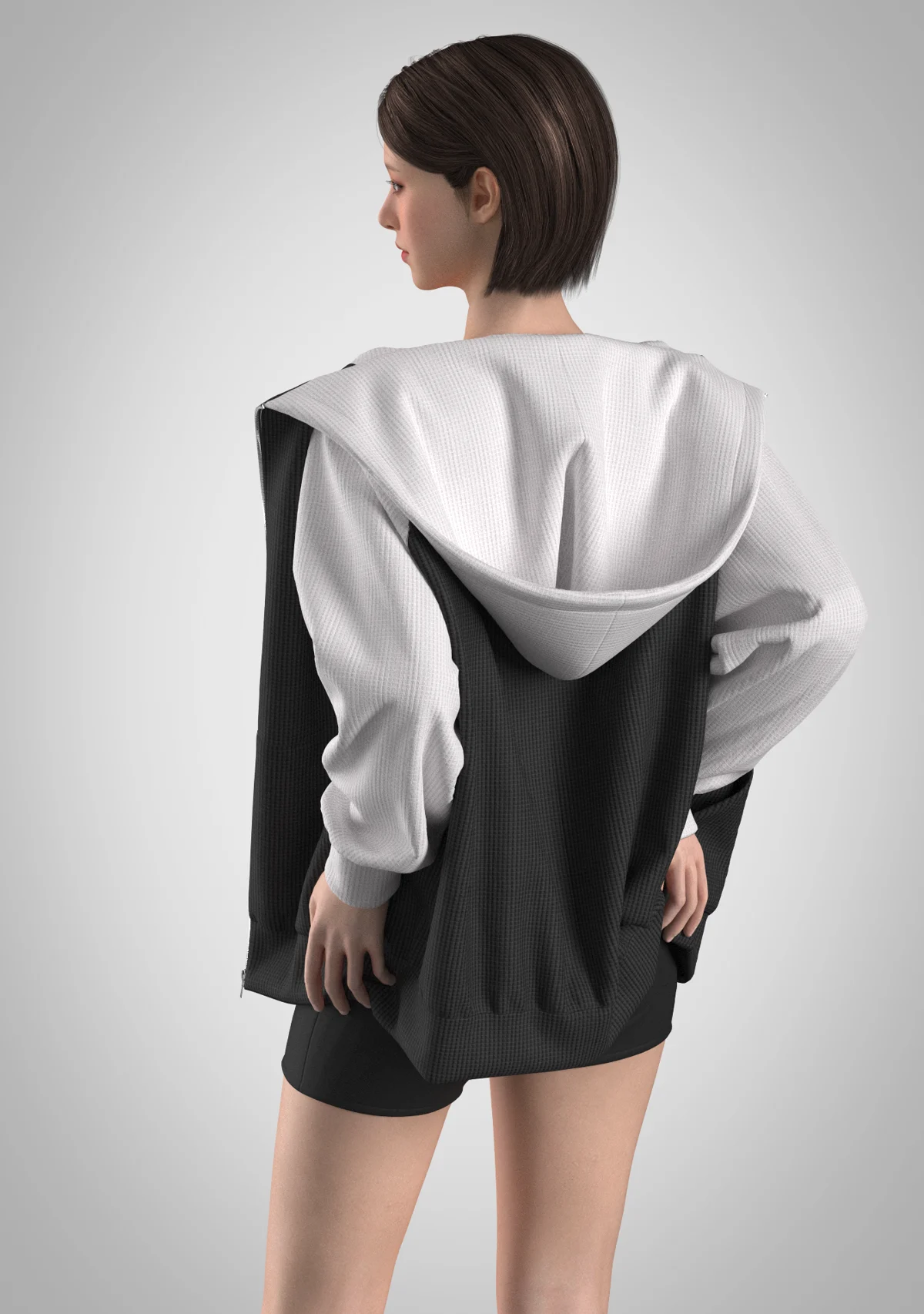 Waffle Texture Zip Up Hoodie | 3D Model - CONNECT