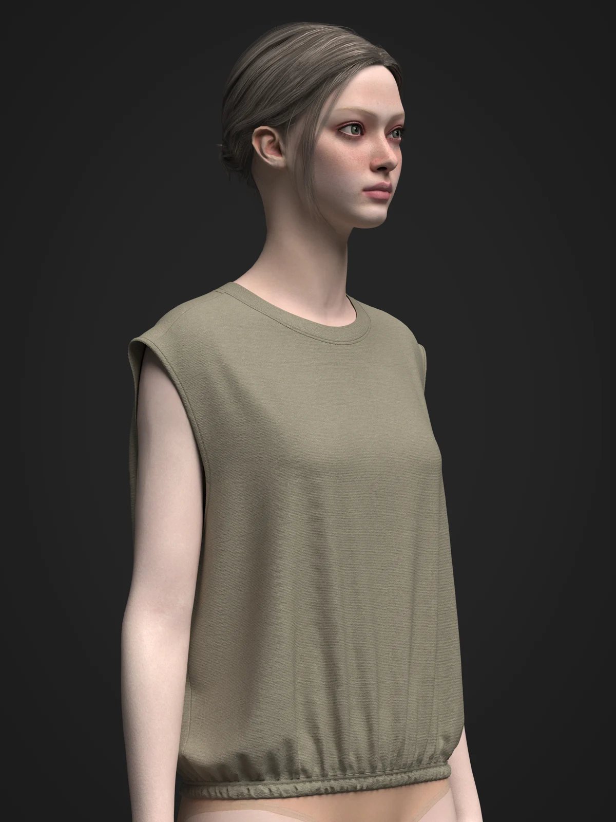 Female Cropped Sleeveless Top | 3D Model - CONNECT