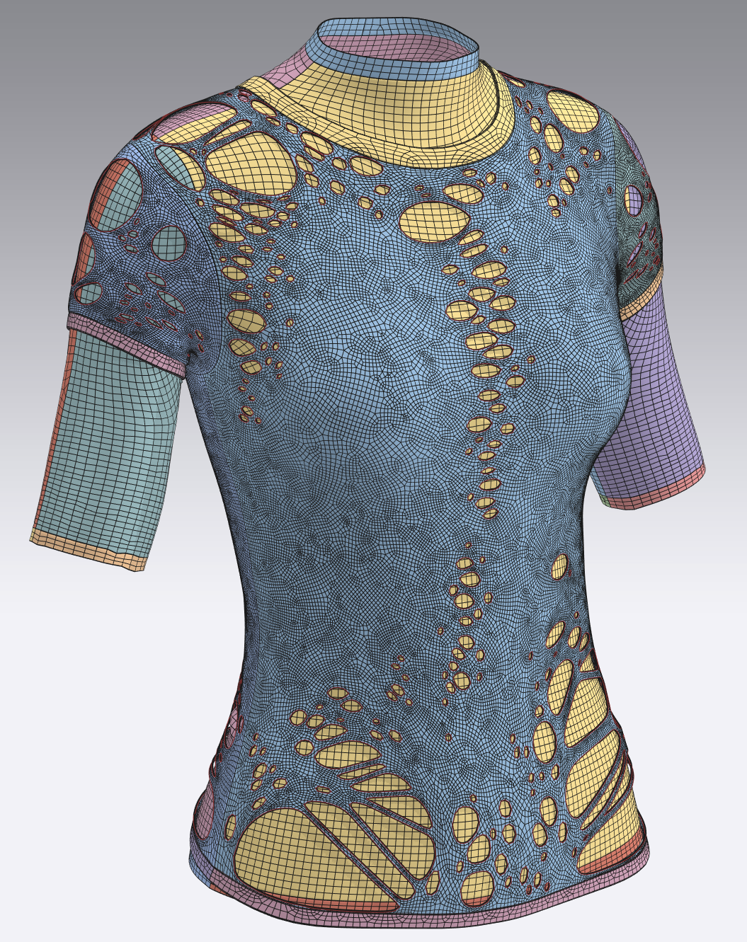 distressed short sleeves layered mesh shirt | 3D Model - CONNECT