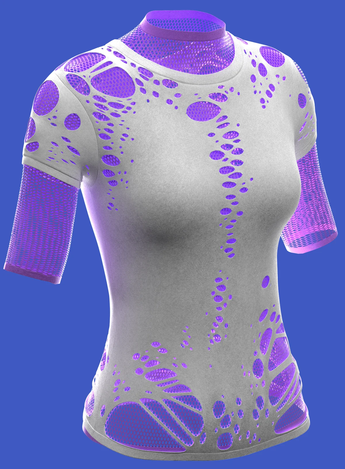 distressed short sleeves layered mesh shirt | 3D Model - CONNECT