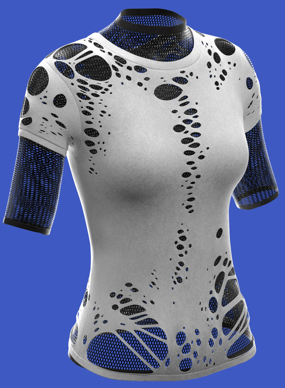 distressed short sleeves layered mesh shirt | 3D Model - CONNECT