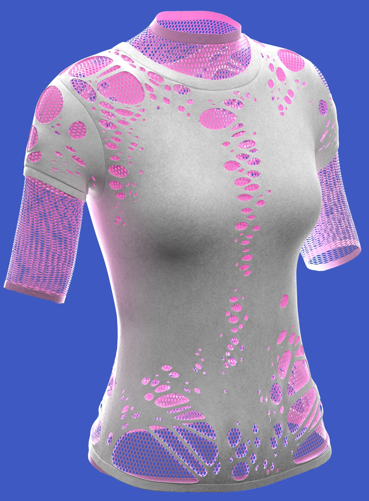 distressed short sleeves layered mesh shirt | 3D Model - CONNECT