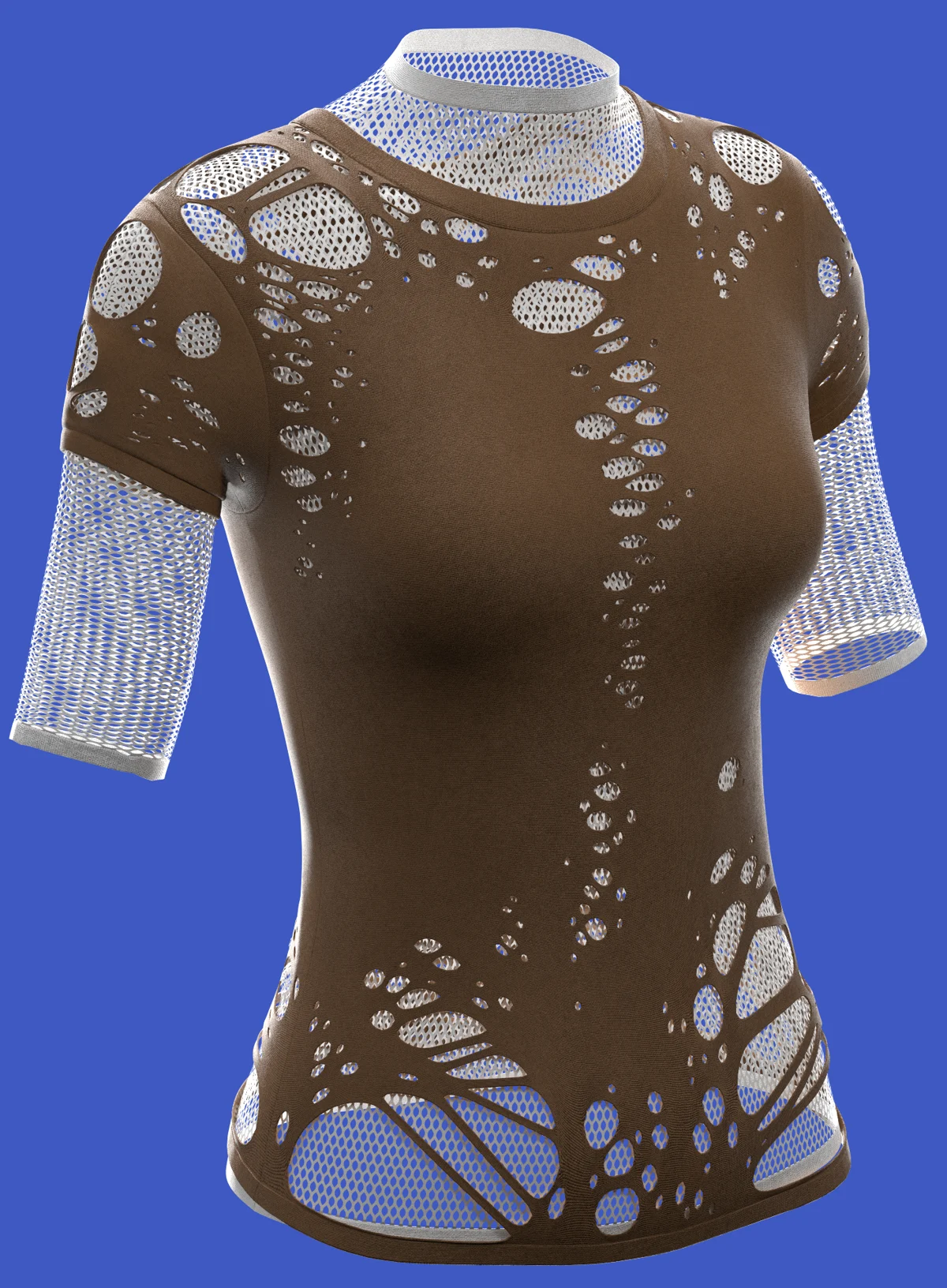 distressed short sleeves layered mesh shirt | 3D Model - CONNECT