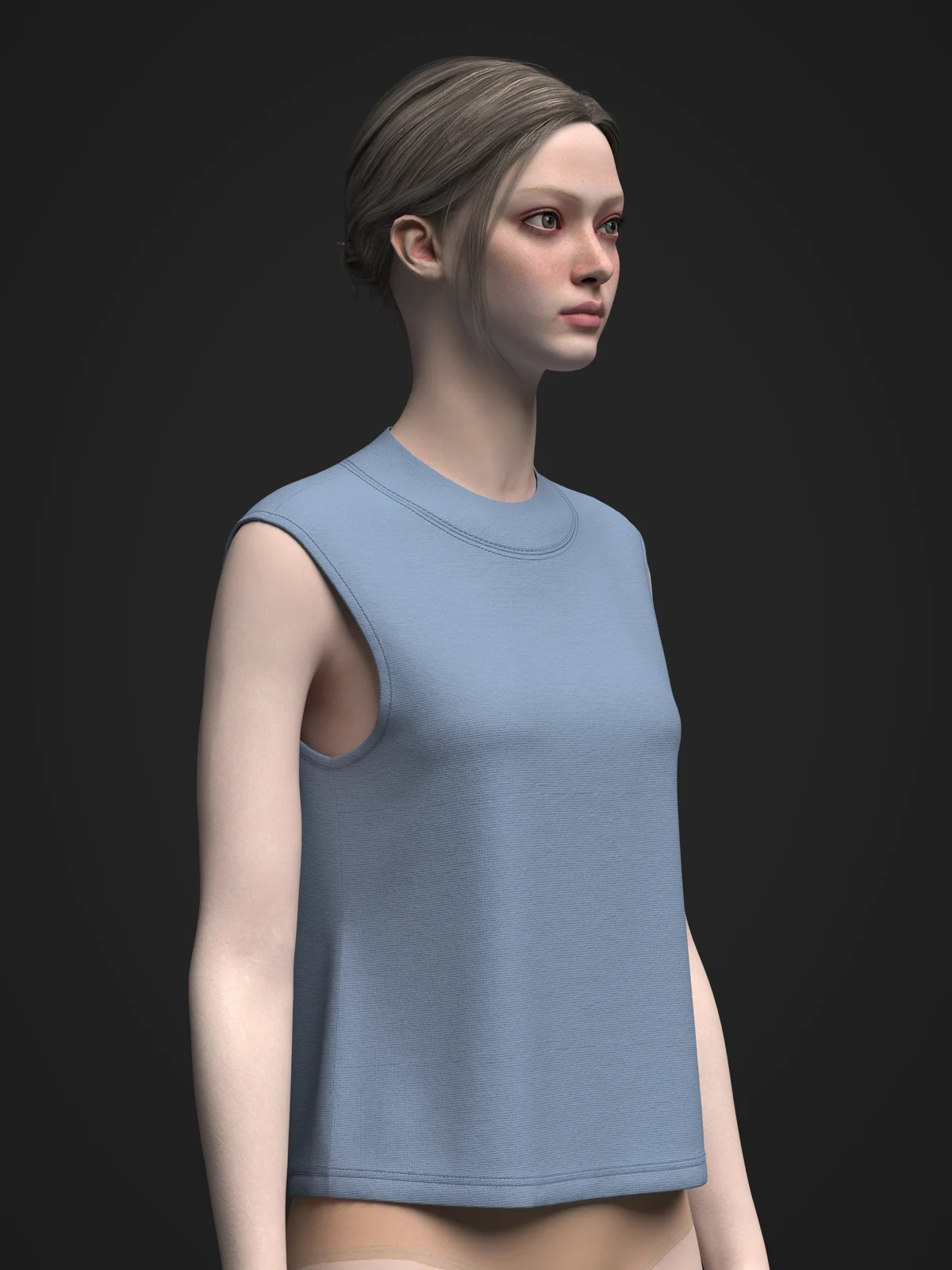 Female Mock-Neck Sleeveless Top | 3D Model - CONNECT